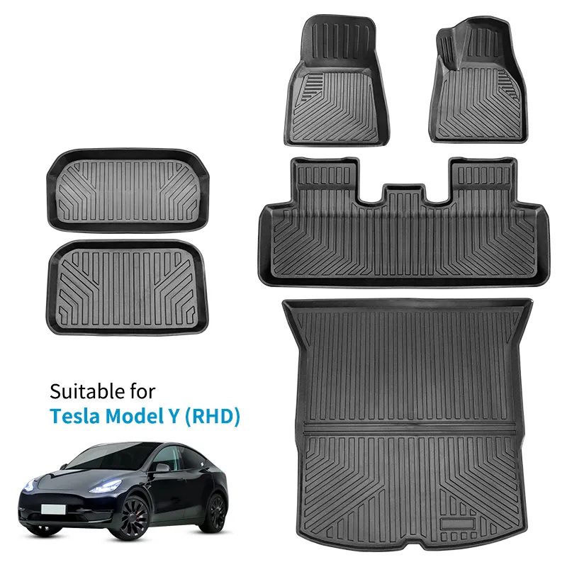 All Weather Floor Liner 6pcs 3D TPE Car Floor Mat For Tesla Model Y (RHD)