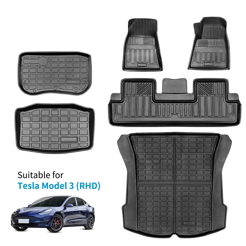 For Tesla Model 3 (RHD) All Weather Floor Liner 6pcs 3D TPE Car Floor Mat