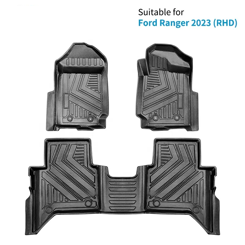 Car Floor Liner Anti-slip Wear-resistant 3D TPE Rubber Waterproof Car Mat For Ford Ranger 2015-2022 (RHD)